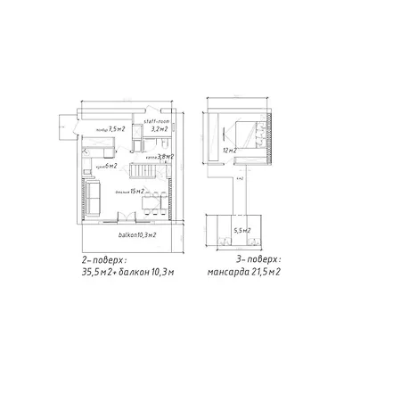 Freeman-4b - двоповерховий у з альтанкою та грилем для 6 гостей
